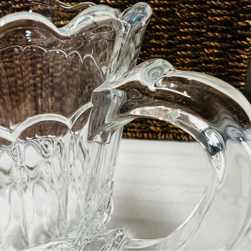 Vintage Mosser Glass Eyewinker Pattern Clear Glass 24 Oz Pitcher EAPG